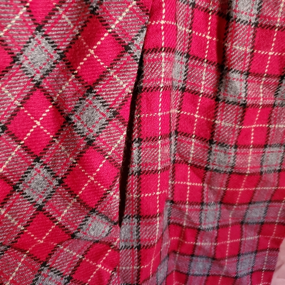 Vintage S. Eisenberg Red Plaid Lined Cape Arm Slits Wrap Poncho Open Front - Picture 4 of 10